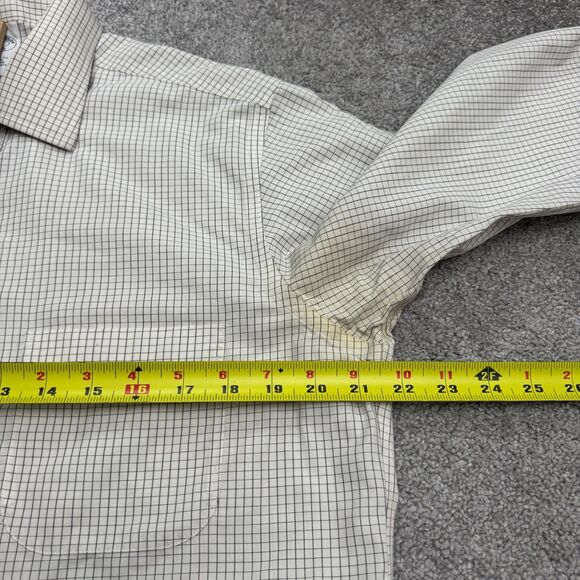 Brooks Brothers Extra Slim Non Iron Dress Shirt Mens 16 34 White Blue Check Work - Picture 15 of 16